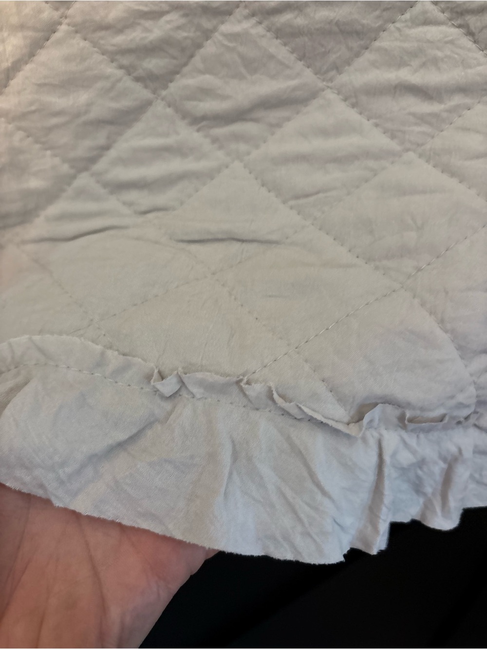 Light Gray Quilted Ruffle Throw - Picture 9 of 9